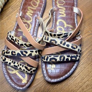 Sam Edelman Leopard Print and Tan Sandals